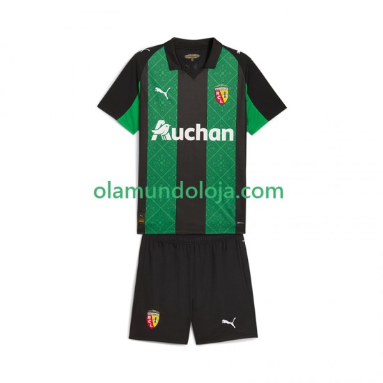 Camisola RC Lens Criança Equipamento Segundo 2025-2026 Manga Curta